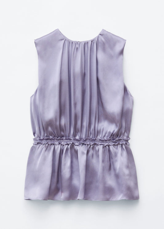 Sleeveless Silk Frill Top