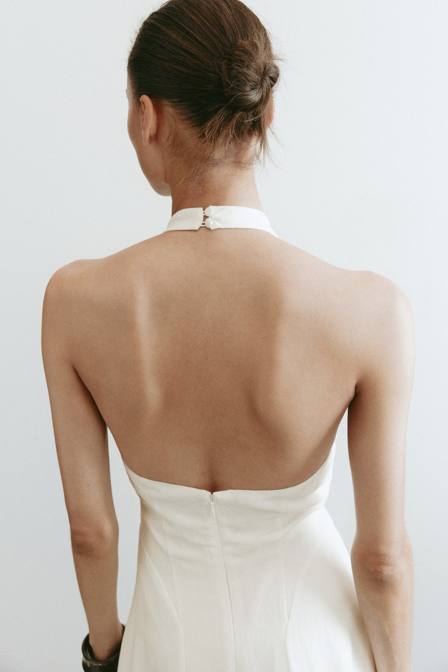 Flared-skirt halterneck dress