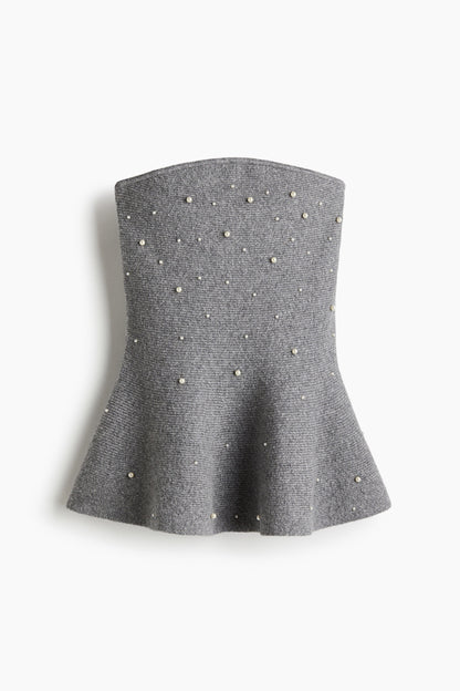 Bead-embellished bandeau top