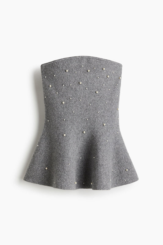 Bead-embellished bandeau top