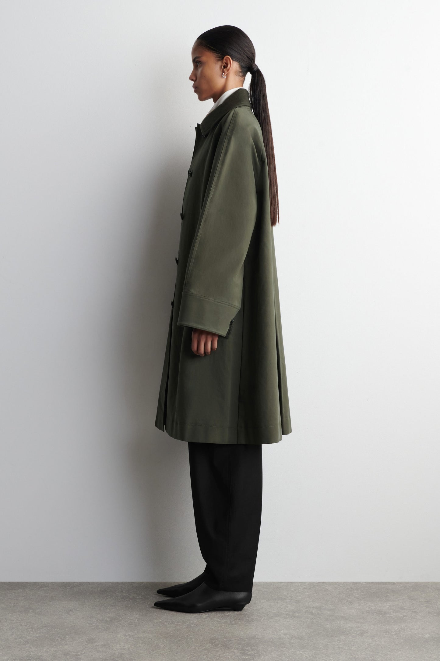 Wool-Trimmed Long Car Coat