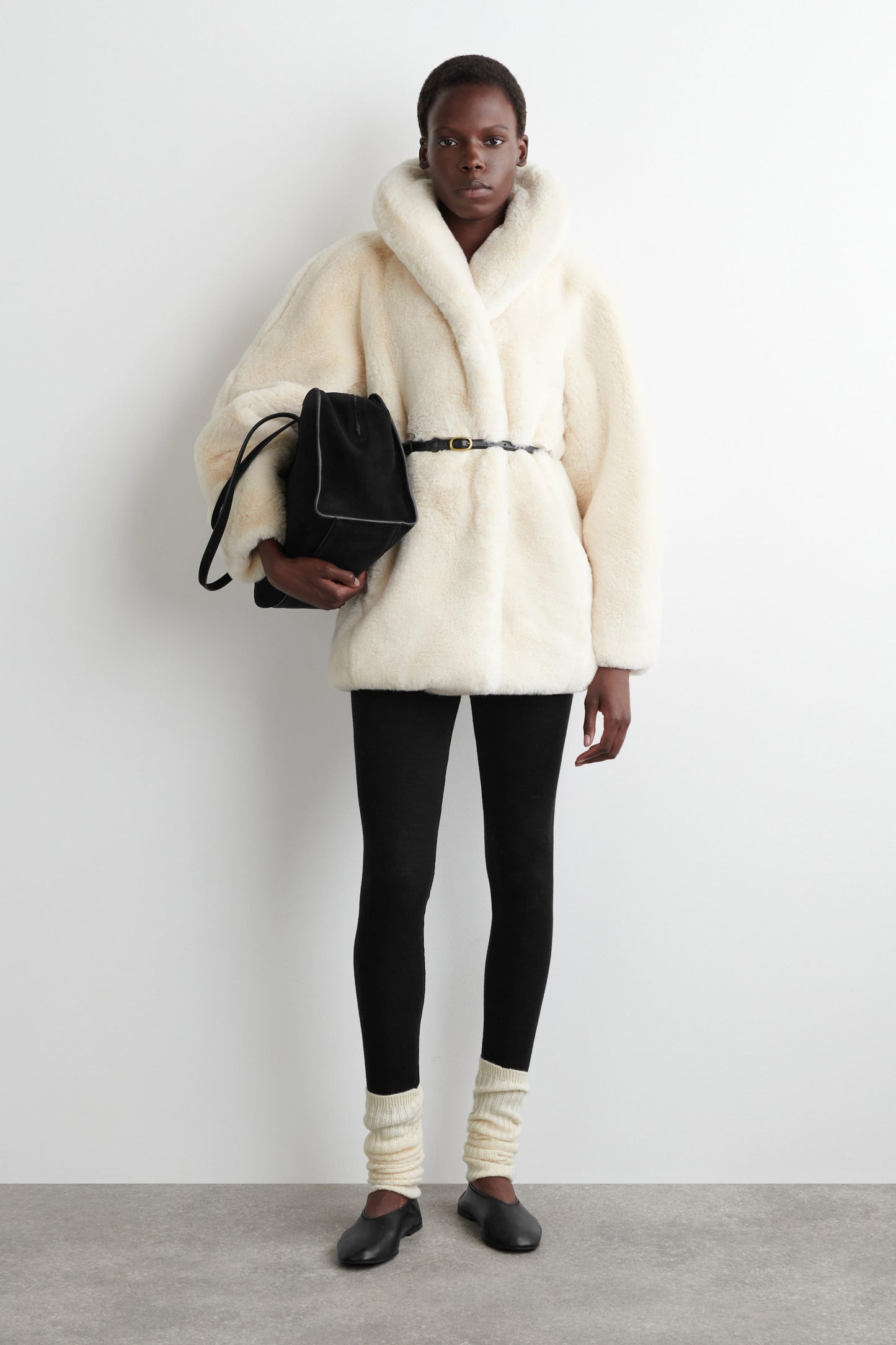 Shawl-Collar Faux Fur Jacket