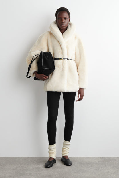 Shawl-Collar Faux Fur Jacket