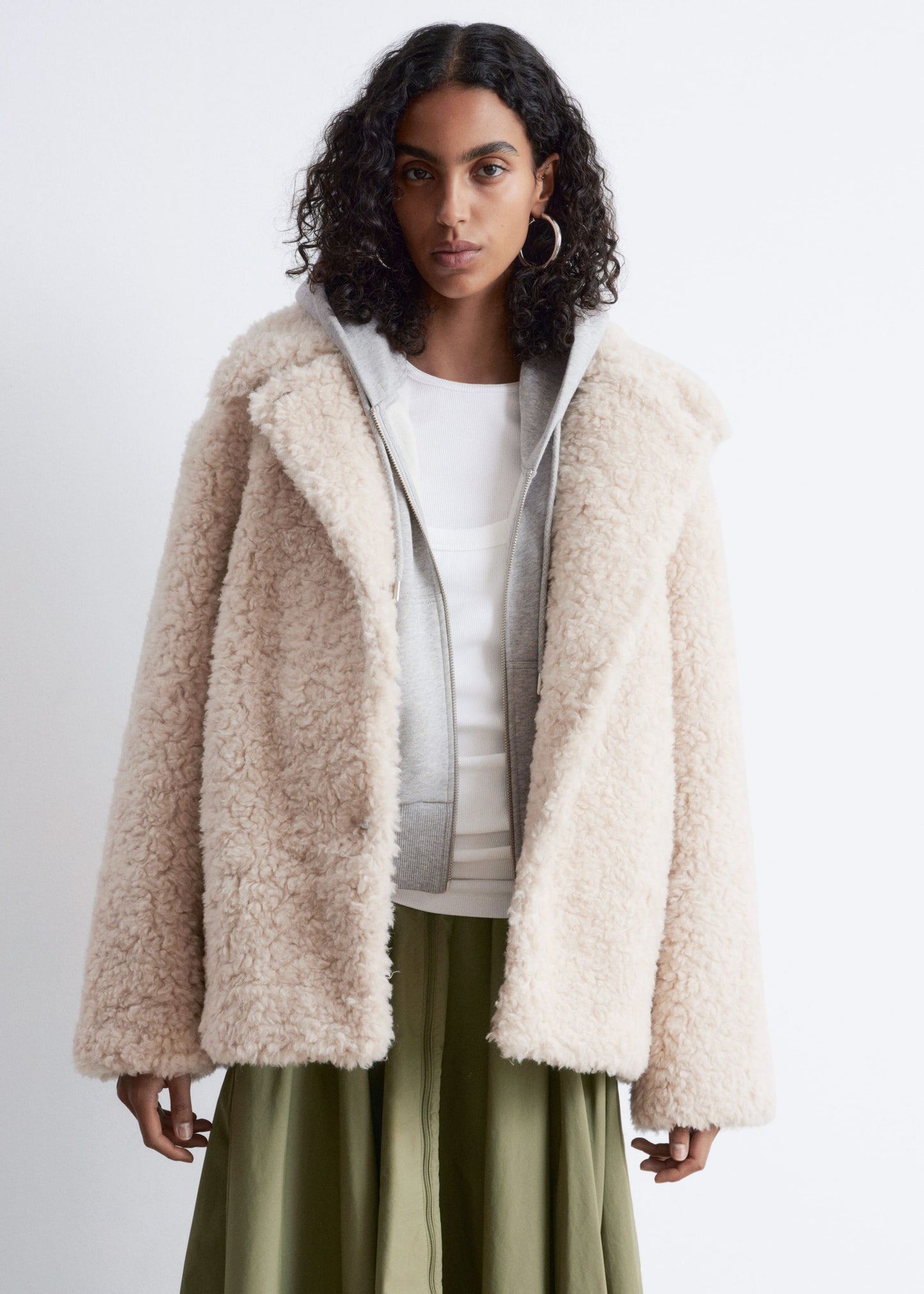 Wool-Blend Faux-Fur Jacket