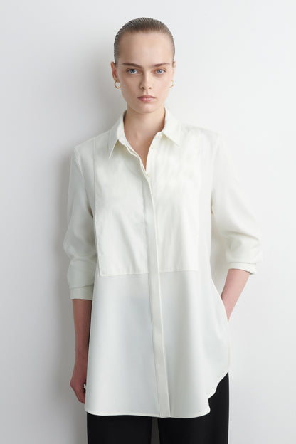 Wool-Blend Tuxedo Shirt