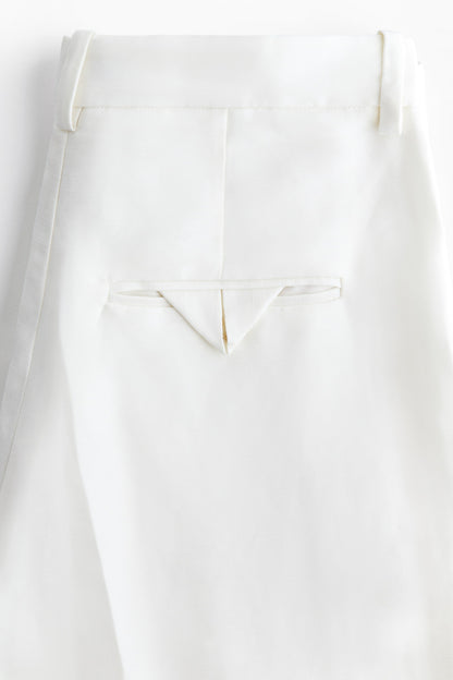 Linen-blend barrel trousers