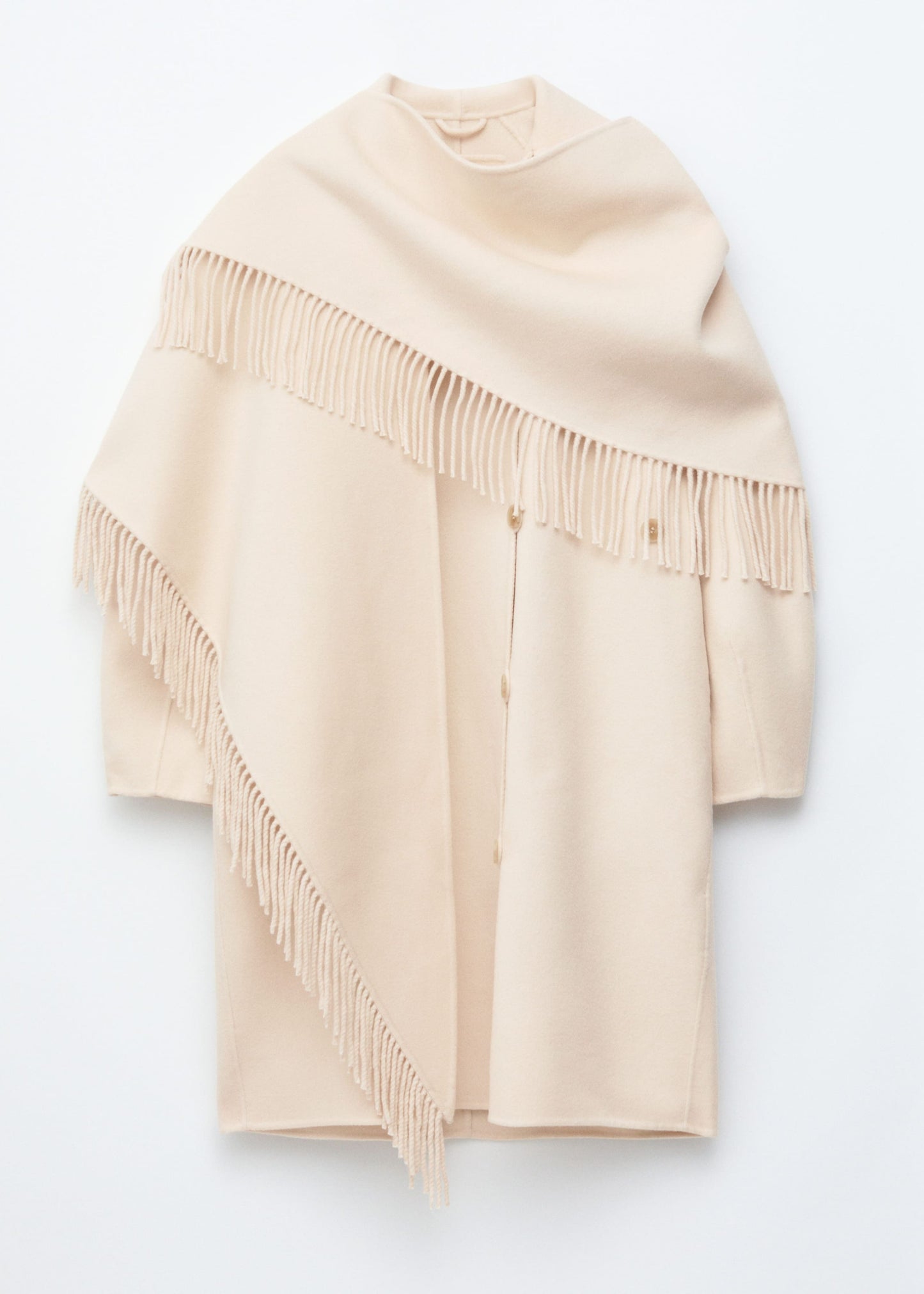 Fringed Shawl Wool Coat