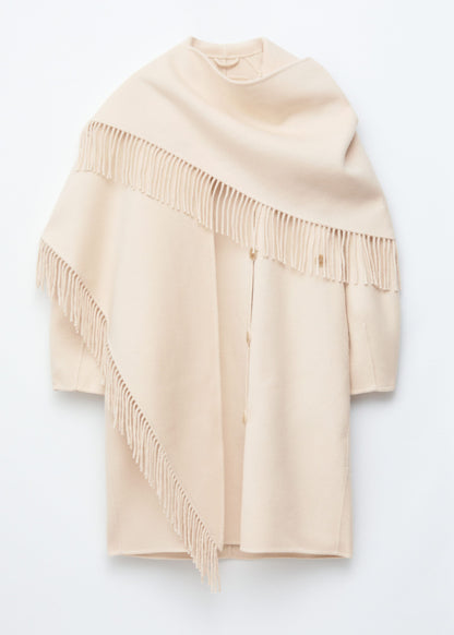 Fringed Shawl Wool Coat