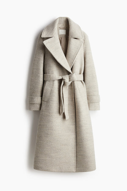 Tie-belt twill coat