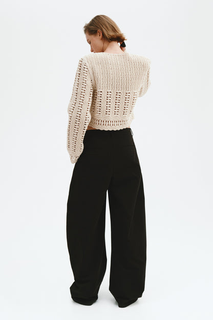 Crochet-look cotton jacket