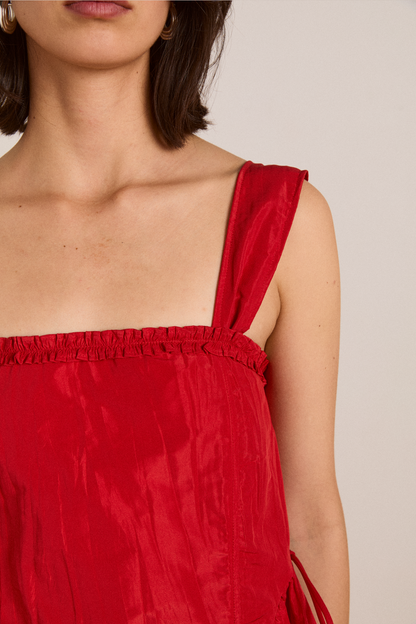 Elina Midi Dress Red Taffeta