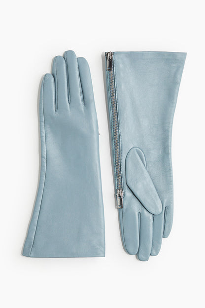 Zipped leather gloves