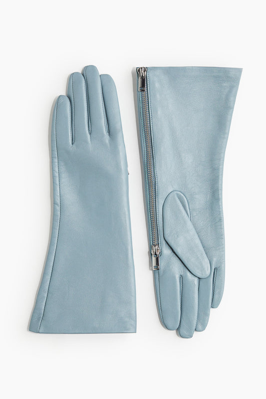 Zipped leather gloves