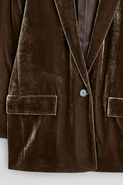 Single-Breasted Velvet Blazer