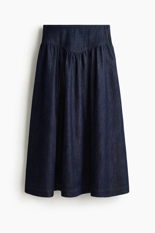 Flared denim skirt