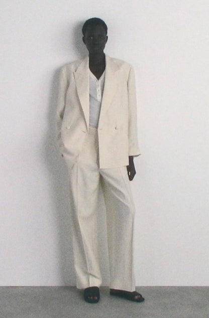 Linen-Blend Tuxedo Blazer