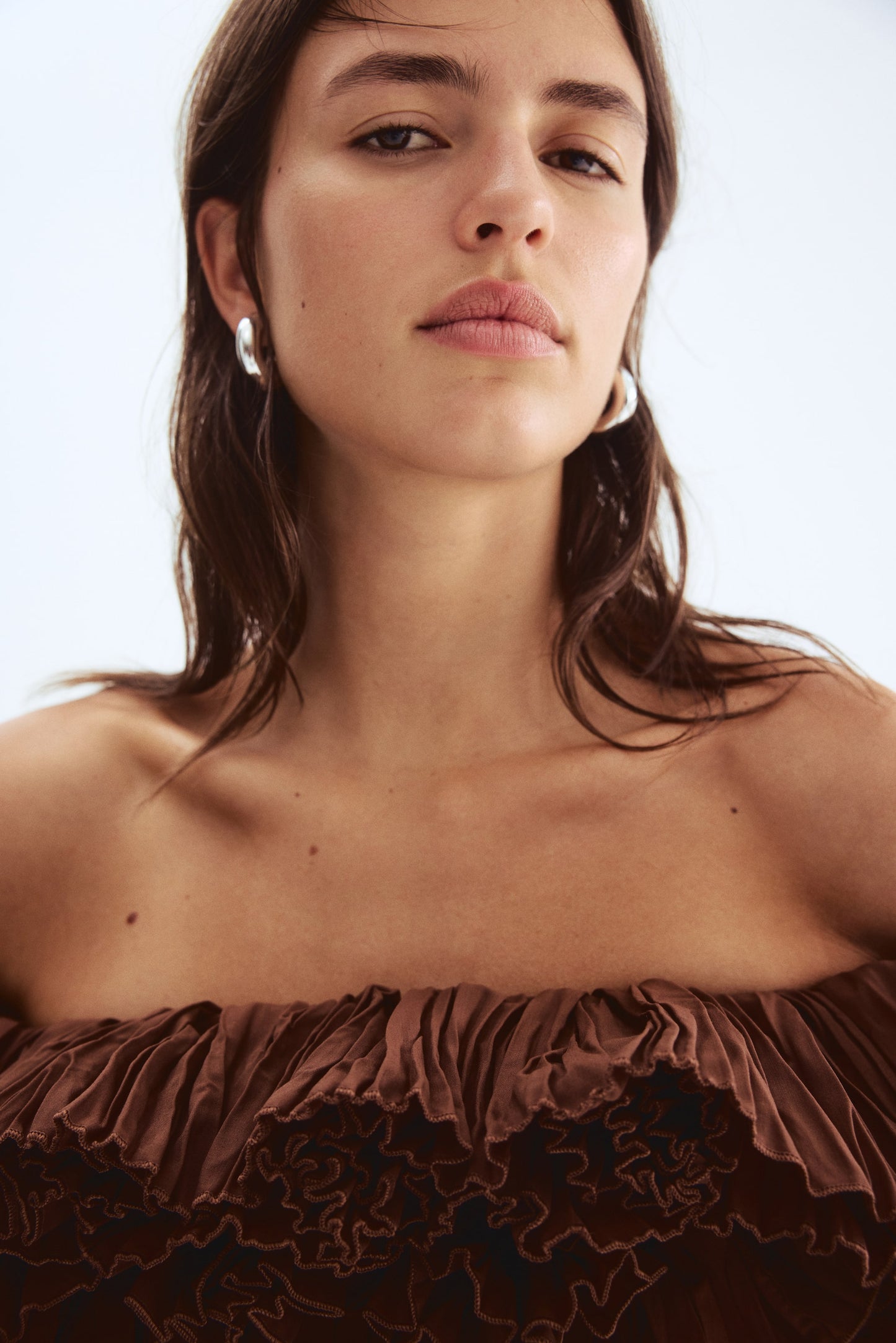 Pleated off-the-shoulder dress