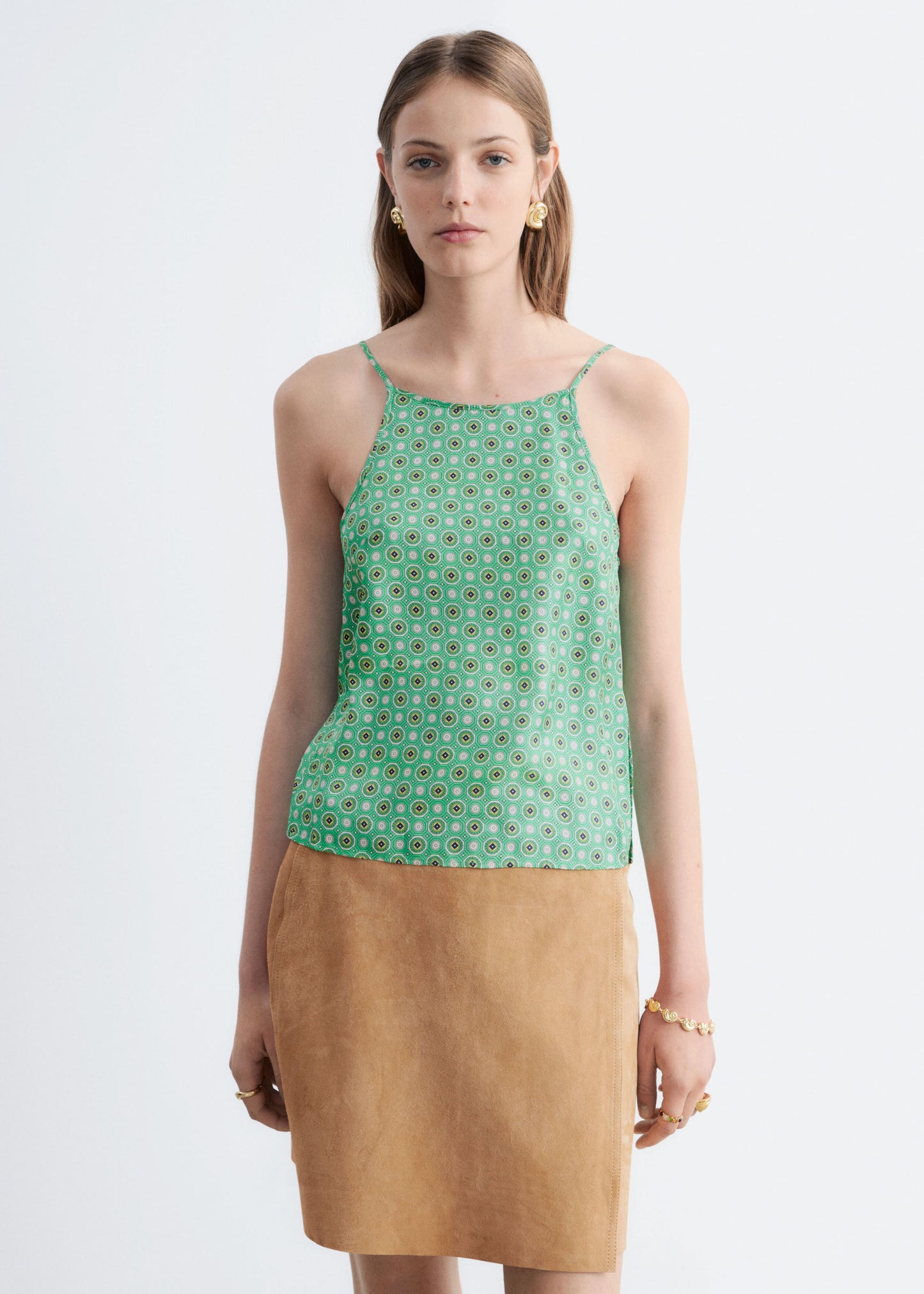 Contrast Binding Silk Top