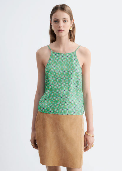 Contrast Binding Silk Top