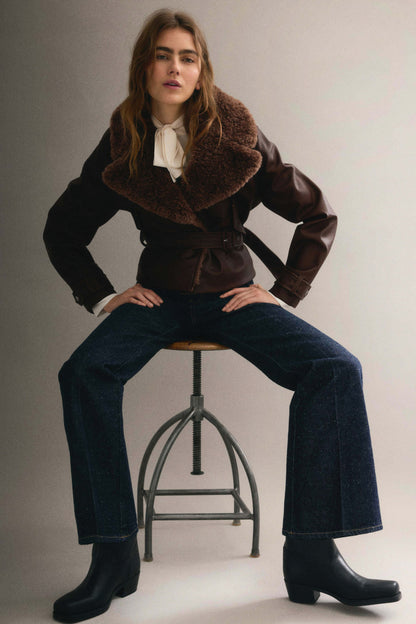 Teddy-collared biker jacket