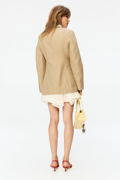 Linen-blend hourglass blazer