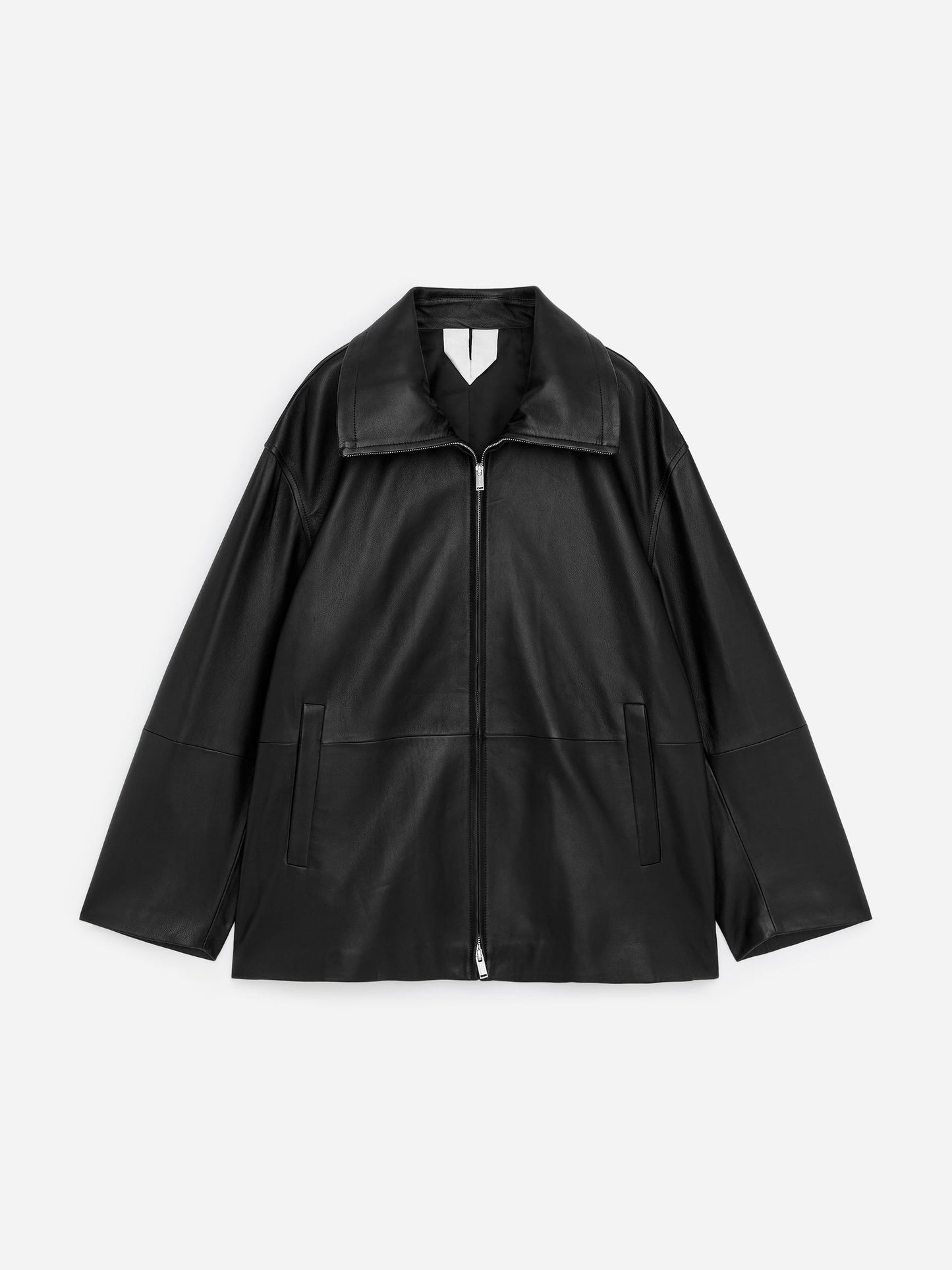 Funnel-Neck Leather Jacket