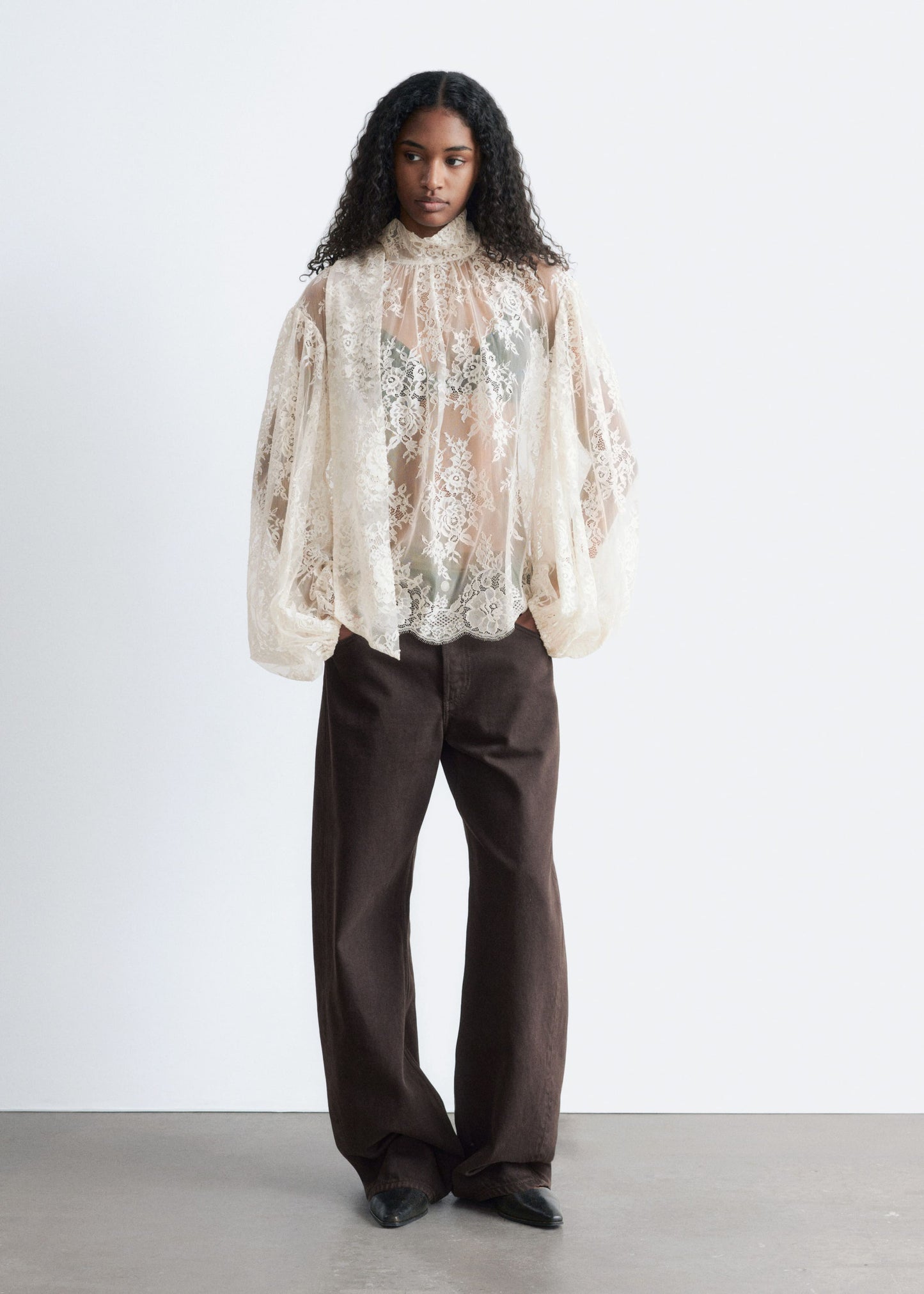 Lace Bow-Ribbon Blouse