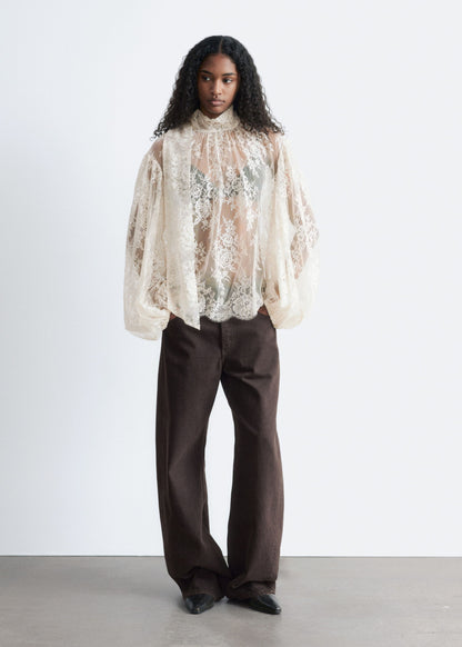 Lace Bow-Ribbon Blouse