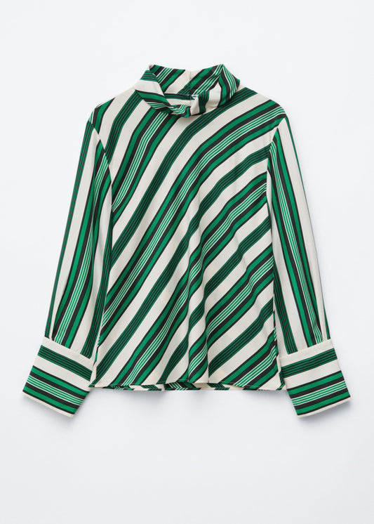 Stand Collar Silk Blouse