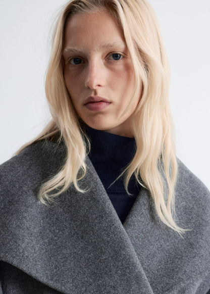 Shawl-Collar Wool Maxi Coat