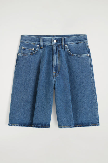Wide-Leg Denim Shorts