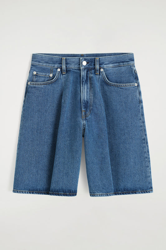 Wide-Leg Denim Shorts