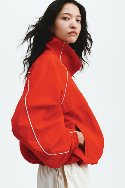 Oversized nylon popover jacket