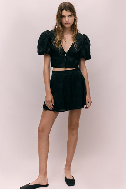 Jacquard-weave mini skirt