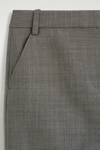 Turn-Up Wool-Blend Pencil Skirt