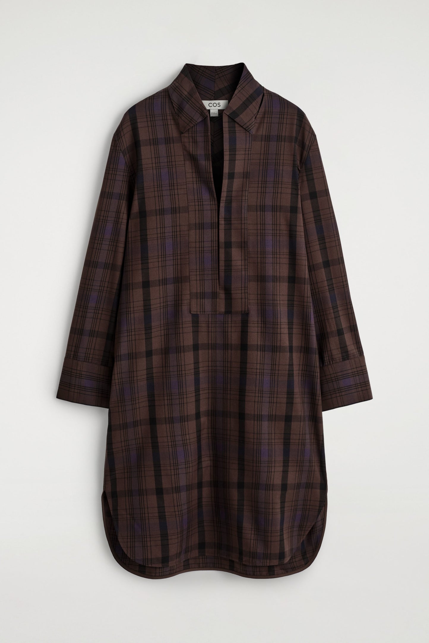 Checked Wool-Blend Shirt Dress