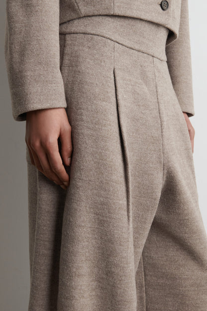 Boiled-Wool Barrel-Leg Trousers