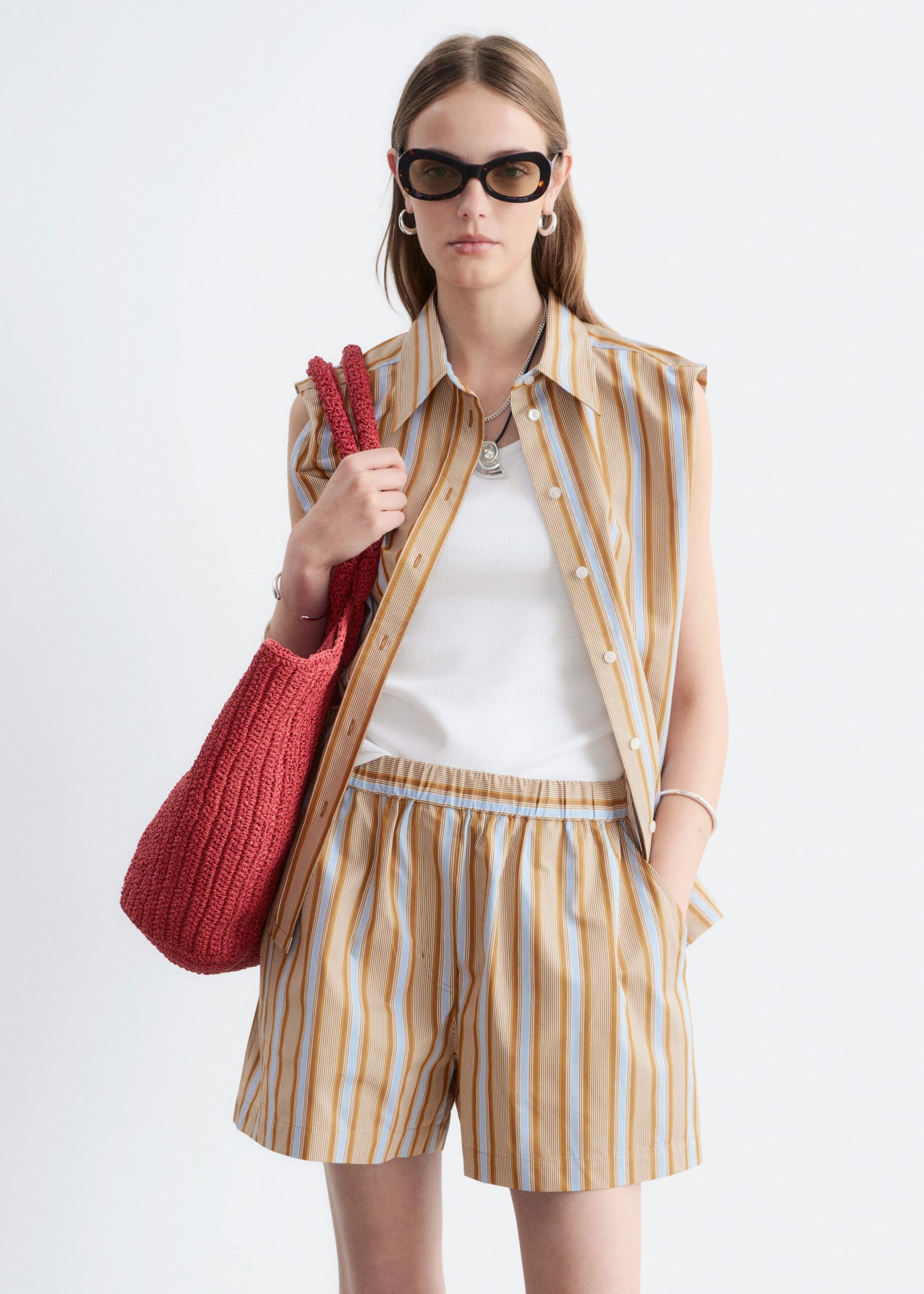 High-Waist Cotton Shorts