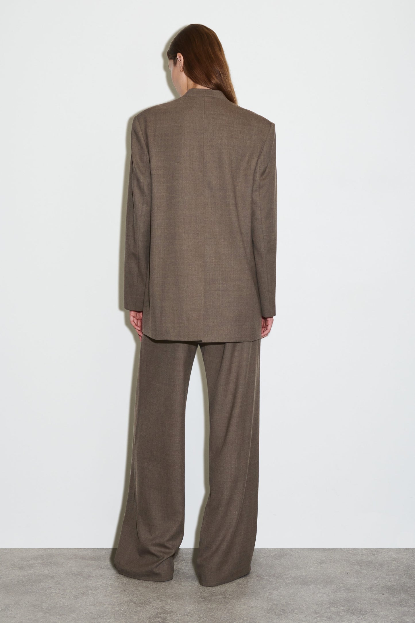 Collarless Wool-Blend Blazer