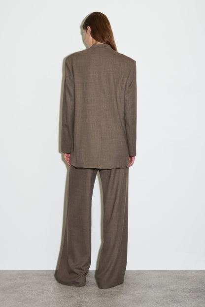 Collarless Wool-Blend Blazer