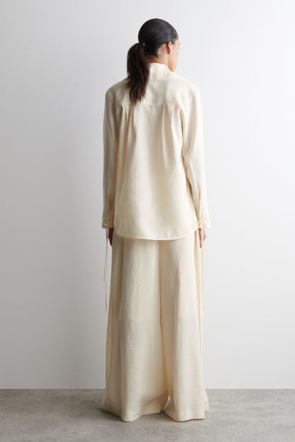 Pleated Modal Wide-Leg Trousers