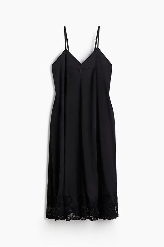 Lace-inset satin dress