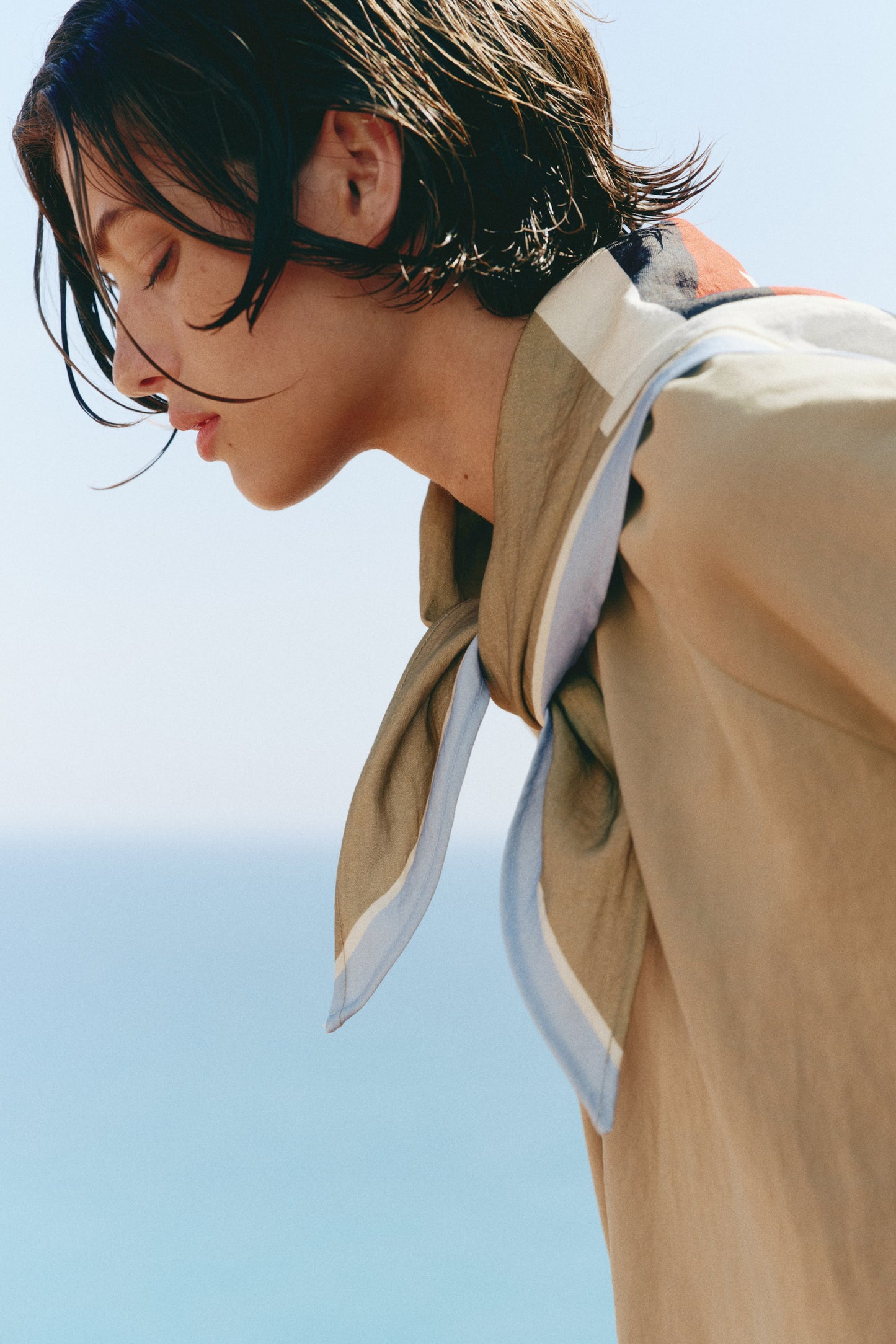 Bubble-hem jacket with scarf