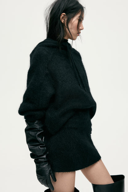 Mohair-blend hoodie