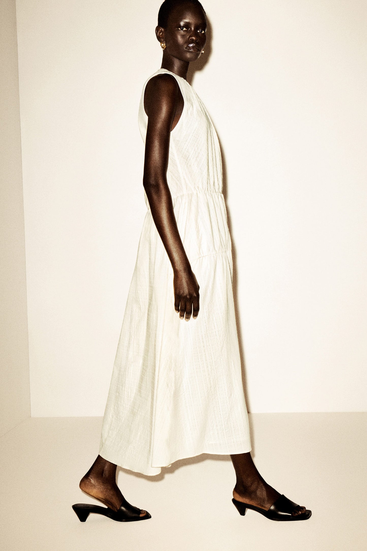 Gathered Tiered Cotton Maxi Dress