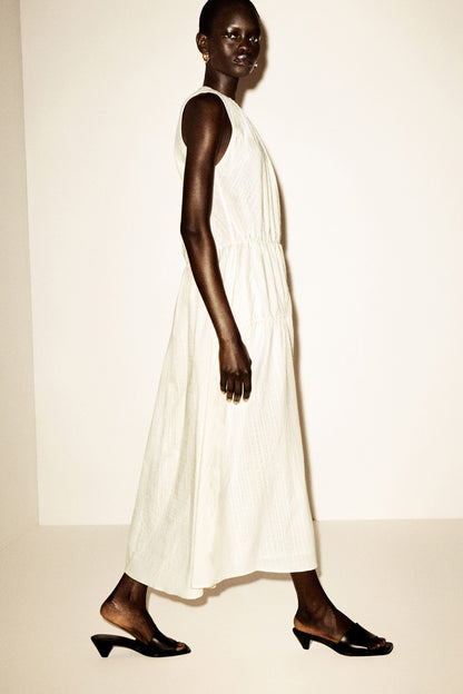 Gathered Tiered Cotton Maxi Dress