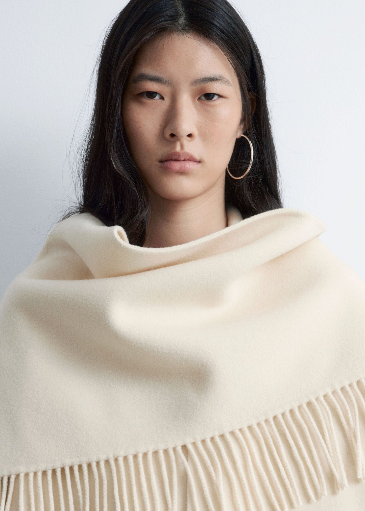 Fringed Shawl Wool Coat