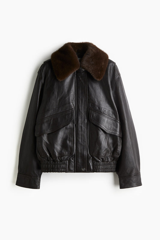 Oversized leather jacket