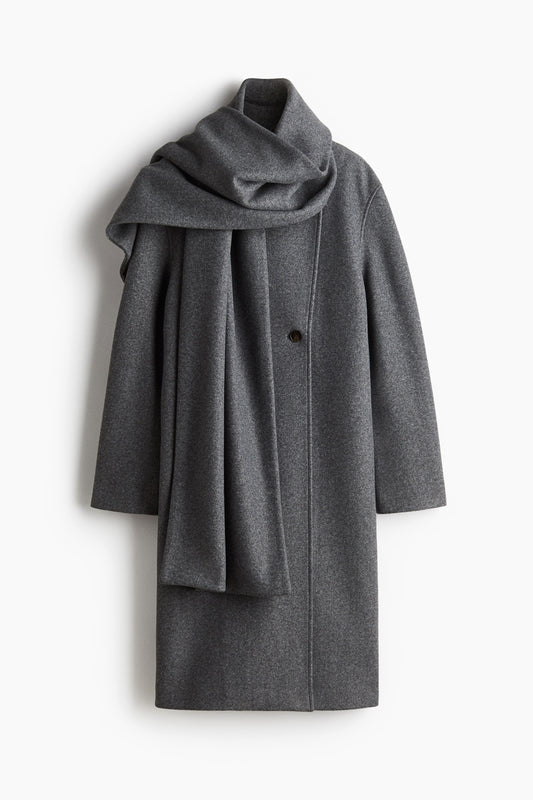 Scarf-detail coat