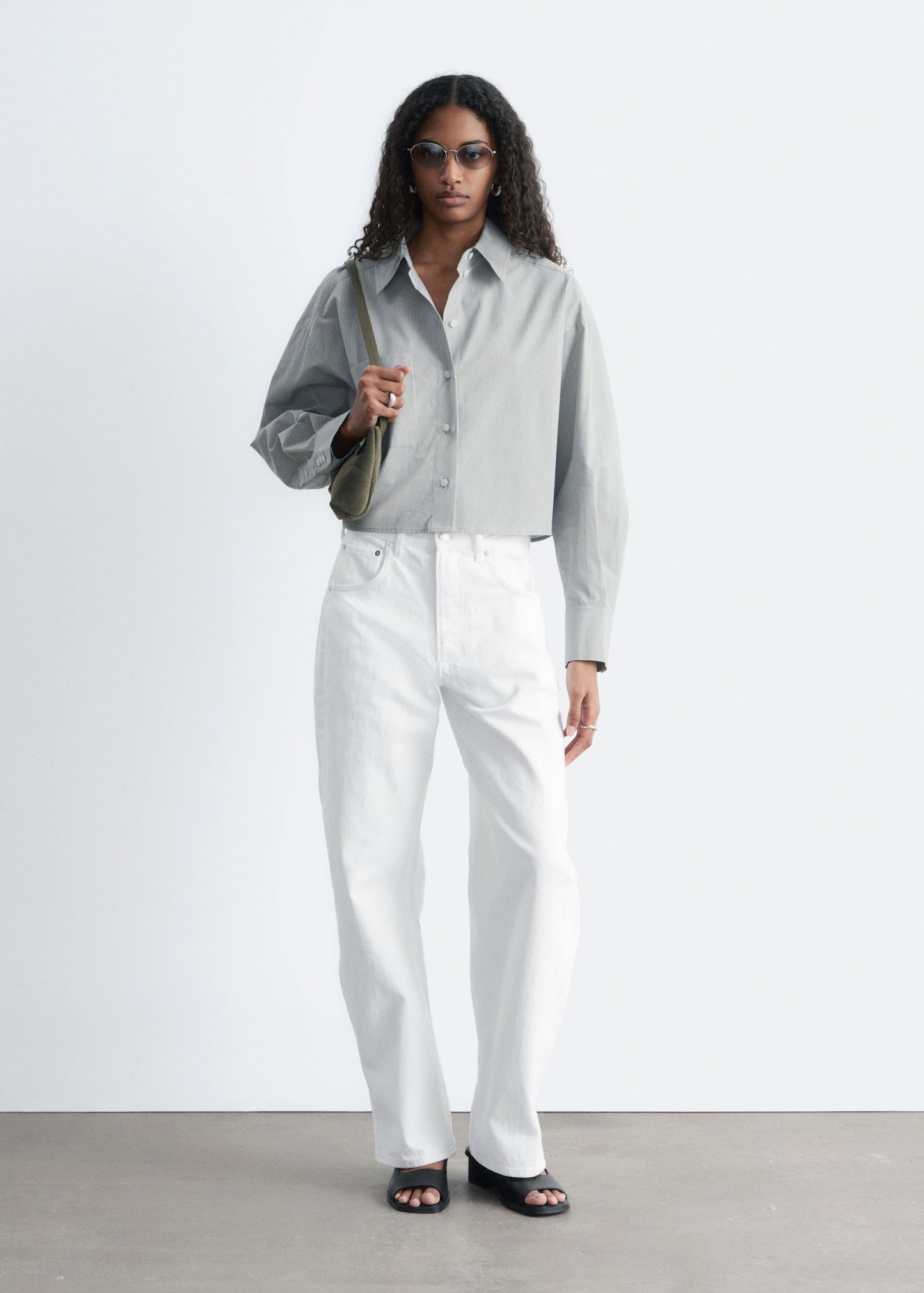 Cropped Oversized Cotton Shirt